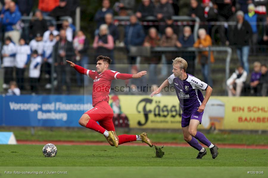 SPO, viertklassig, vierthoechste Spielklasse, Voetbal, Teamsport, Sport, Soccer, Saison 2024 2025, Profifussball, Maenner, Mannschaftssport, Bamberg, Le Football, Herren, Germany, GER, Fussball, Futbol, Fussball, Fotball, Viertklassigkeit, Vierte Liga, Deutschland, DFB, DEU, Fuchs-Park-Stadion, Calcio, Regionalliga, Regionalliga Bayern, 2024/25, 14. Spieltag - Bild-ID: 1001838